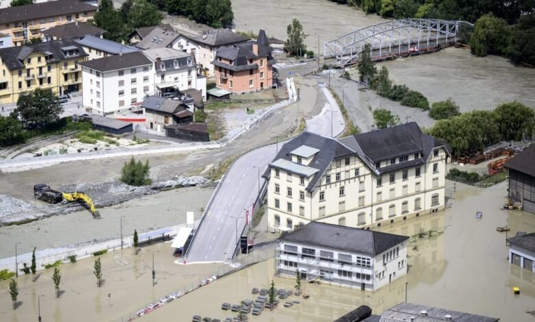 Rhone River Overflows Following Heavy Rain In Switzerland